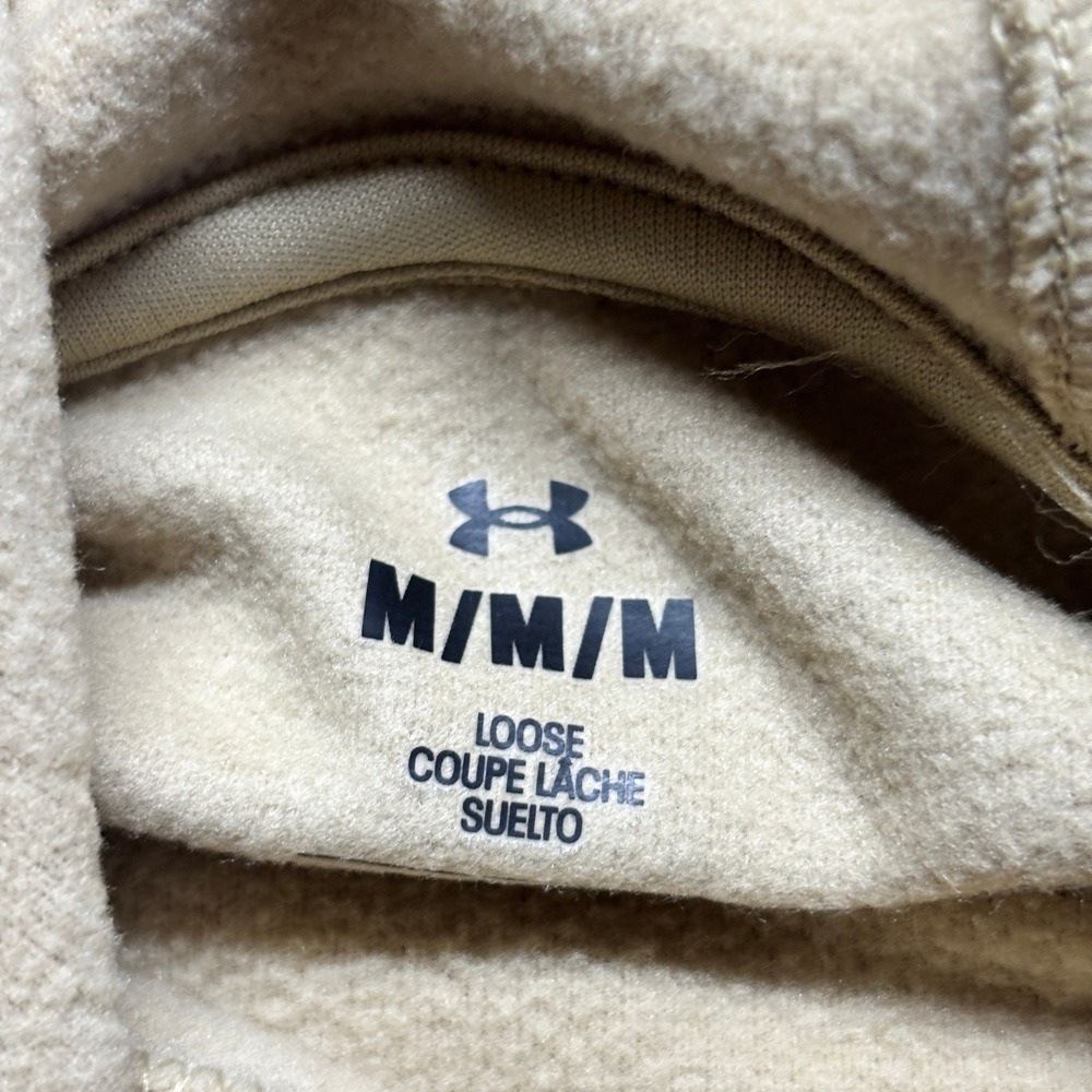 Under Armour Hoodie Mens Medium UA Armour Fleece Graphic HD Tan Logo NEW - Picture 3 of 7